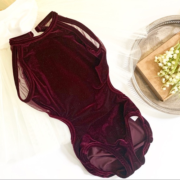 Burgundy Velvet Backless Leotard - Picture 5 of 8